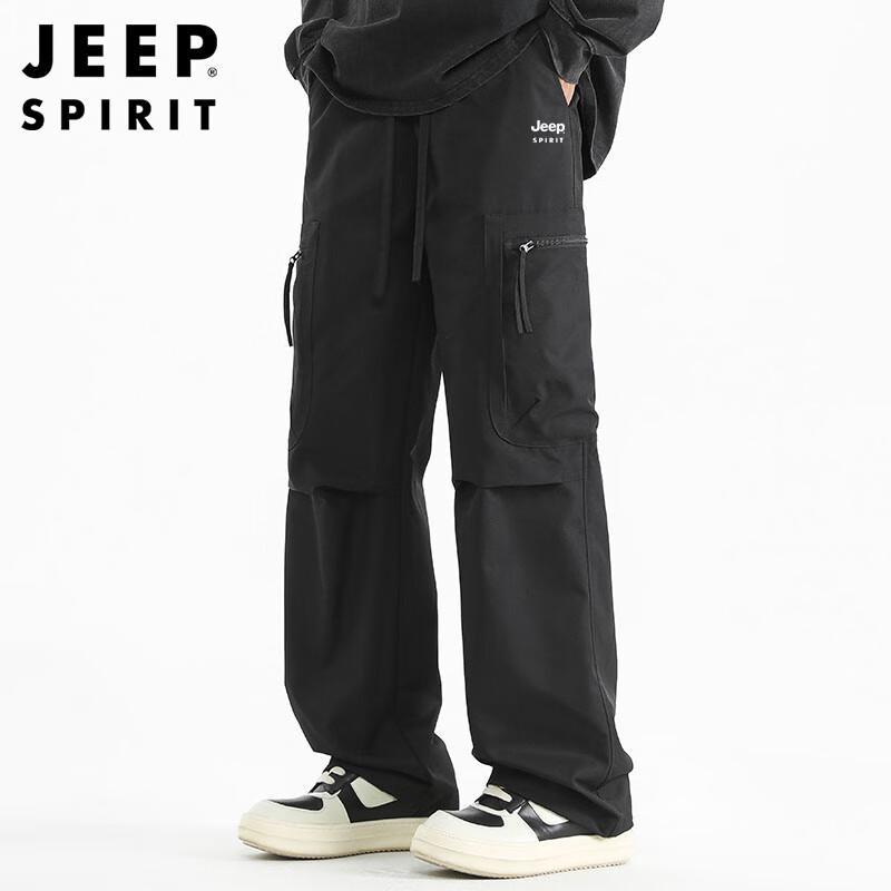 JEEP SPIRIT Men's Loose Multi-Pocket Straight-Leg Cargo Pants
