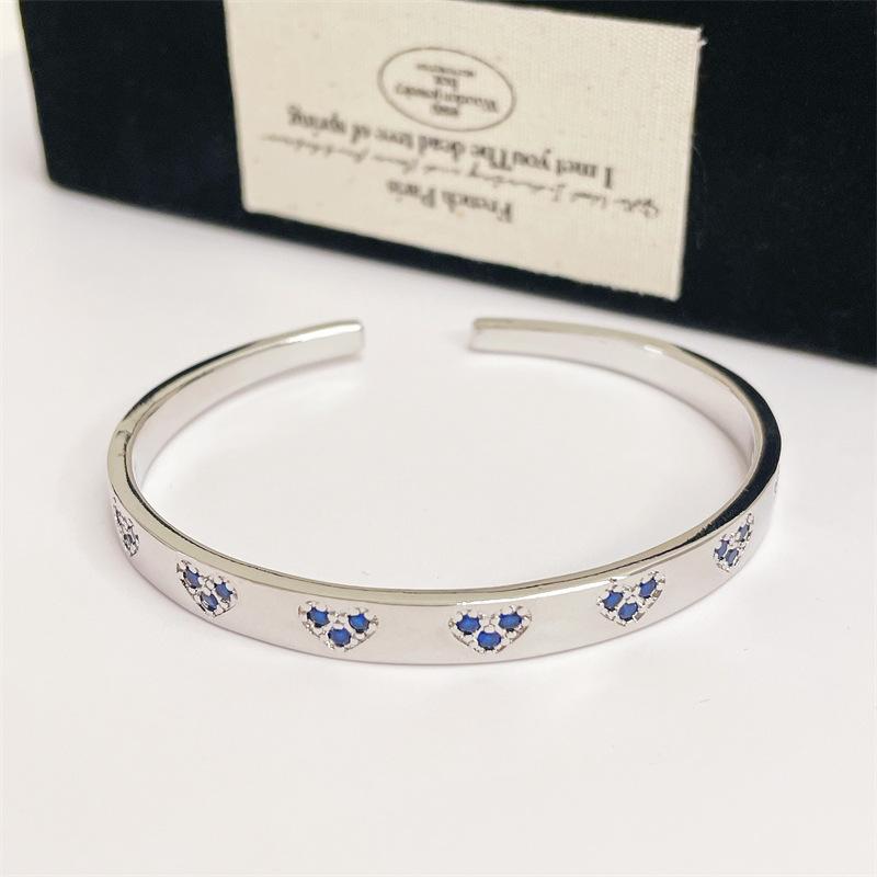Heart-Shaped Color Diamond-Encrusted Zir*****Pen Bracelet Niche Design Luxury High-End Simple And Elegant Exquisite Fashion Bracelet