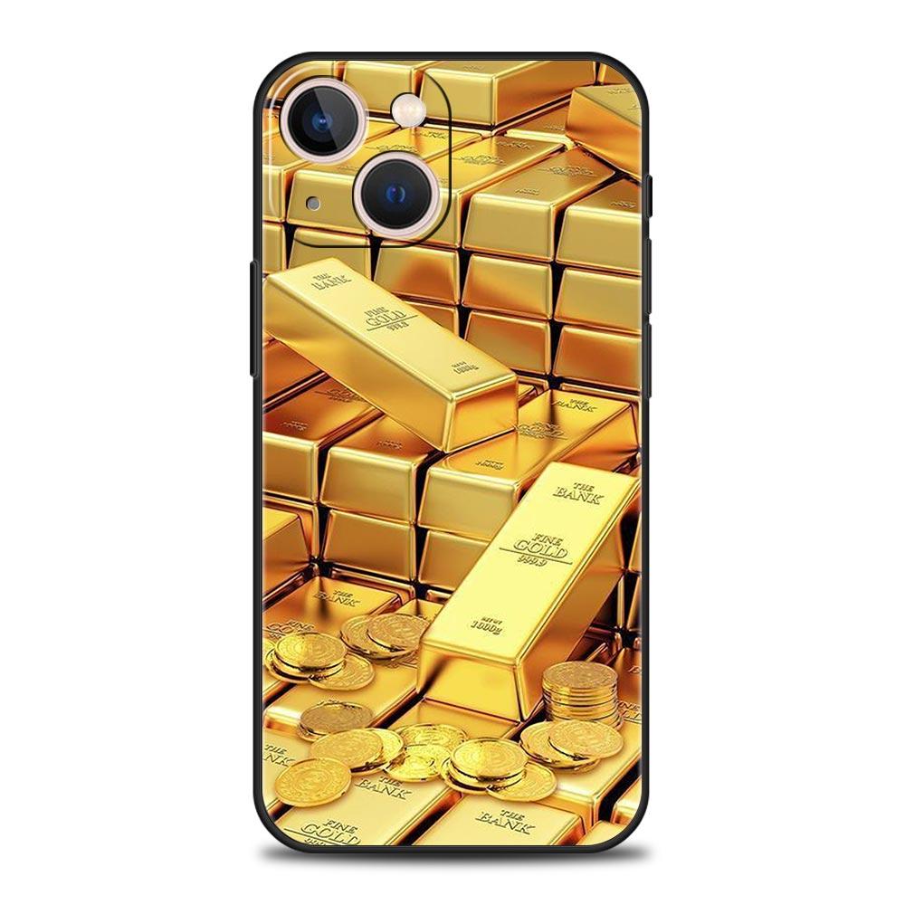 

Gold Money Pattern Phone Case For iPhone 17 16 15 Pro Max 11 12 13 14 7 8 Plus SE 2020 X XR XS Cover Soft Black iPhone 11 Pro