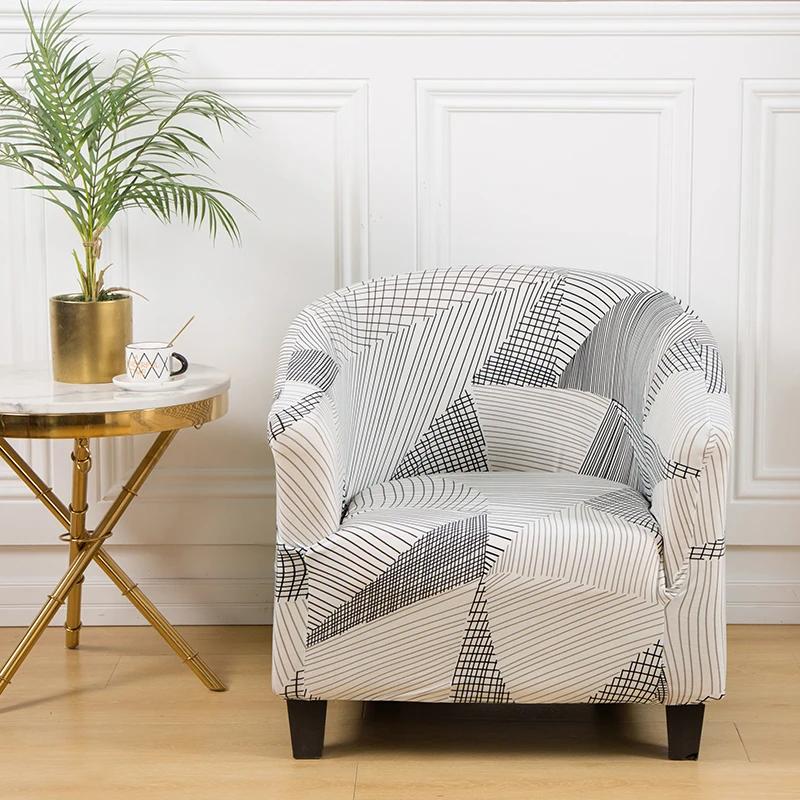 Tub Sofa Cover Stretch Sofa Club Chair Cover Elastic Study Printed  Armrest  Chair Cover for Bar