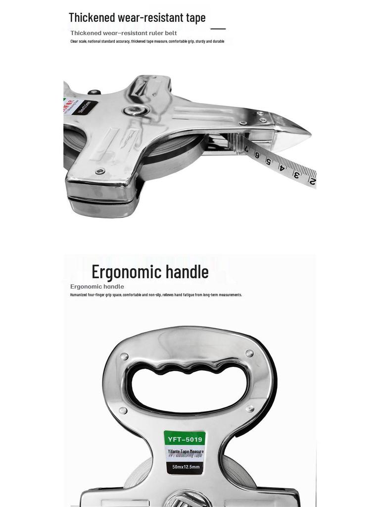Large Measuring Tape Set: 50m, 30m Steel Tapes and 100m Cloth Tape for Construction, Engineering and Handheld Measurements.