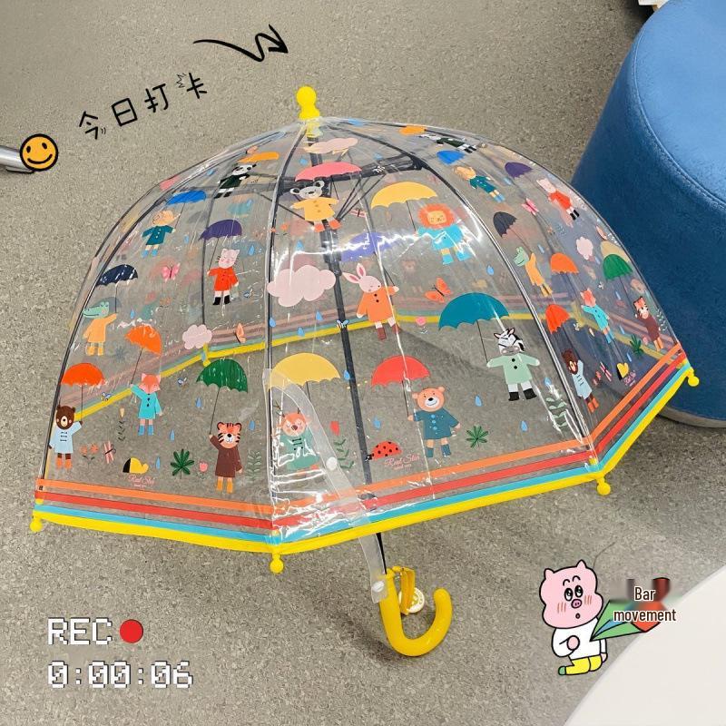 Ombrello Trasparente Manico Lungo Unicorno per Bambini - Carino Design Cartoon per l'Asilo
