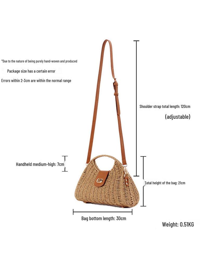 Women's Trendy Paper Rope Woven Crossbody Bag