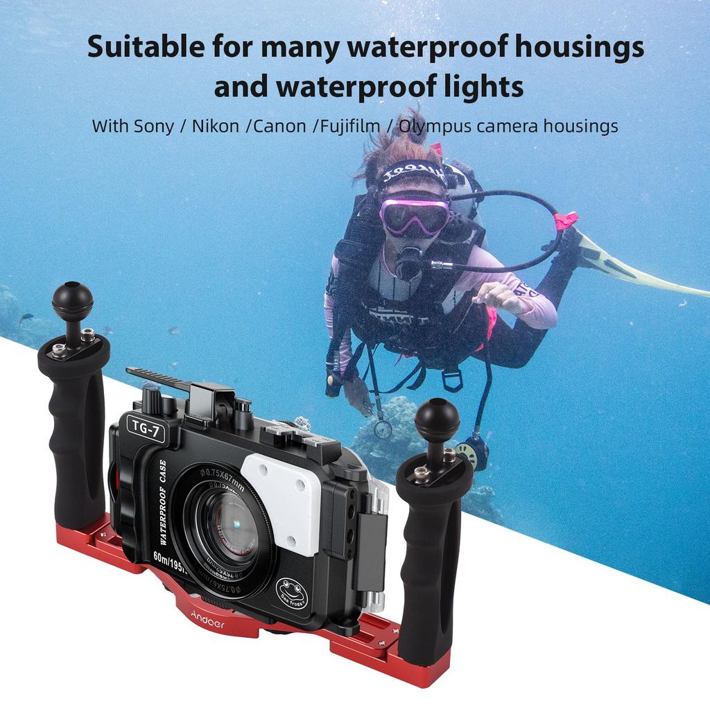 Dual Handle Camera Diving Rig Handheld Underwater Tray Stabilizer Adjustable Camera Diving Housing B