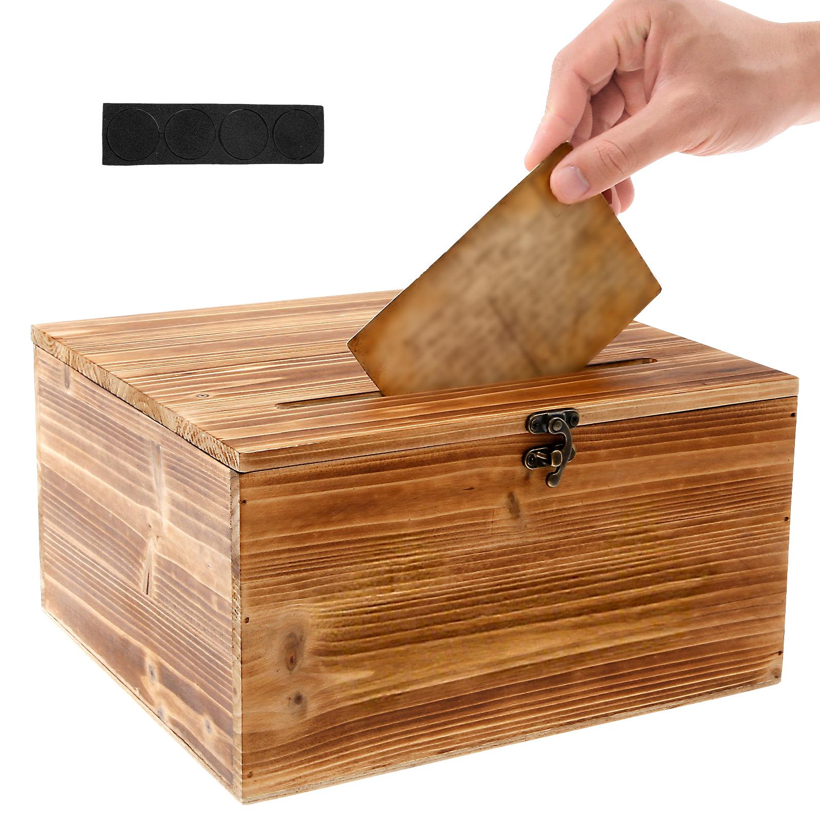 

Wood Wedding Card Box with Lock Vintage Envelope Box Wedding Reception Rustic Envelope Money Box DIY Wedding Party Supplies 25.4 x 28 x 15.5cm