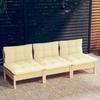 Day and Night - Day and Night 3-seater Garden Sofa with Solid Cream Pine Wood Cushions
