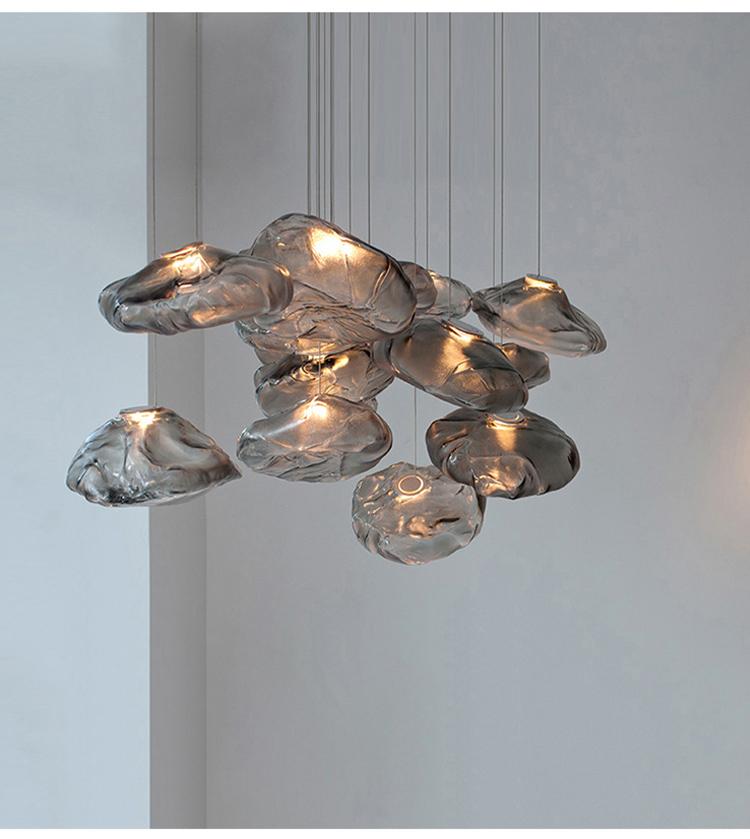 Postmodern Light Luxury Creative Hotel Restaurant Bar Counter Duplex Staircase Decorative Glass Chandelier