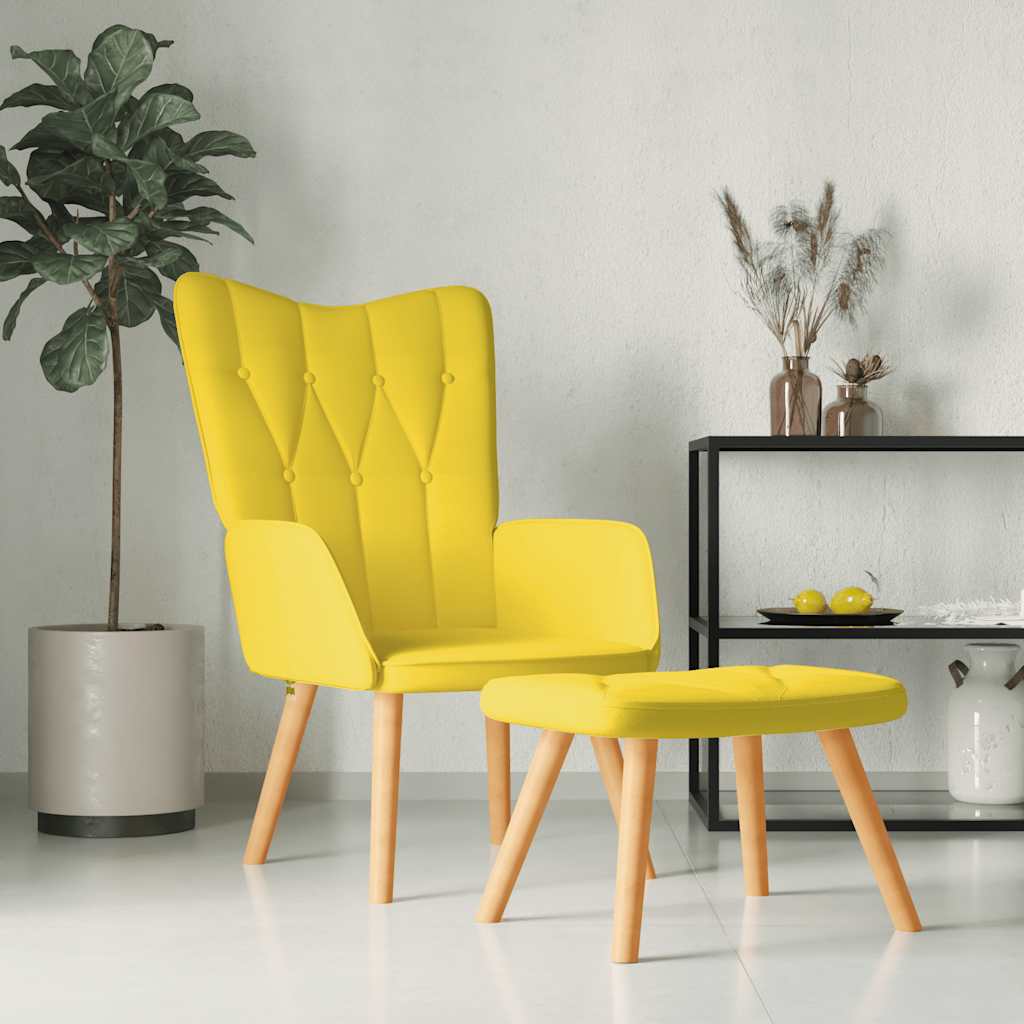Vidaxl Sessel mit Hocker, Senfgelb, Stoffbezogen