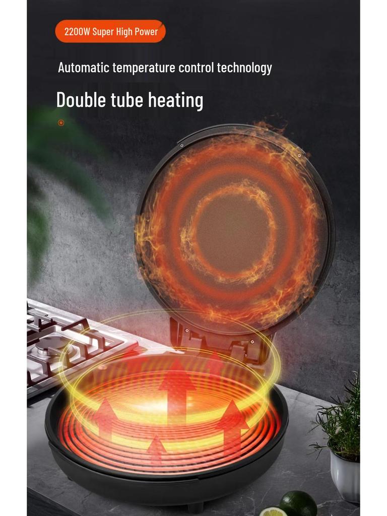 Large Multifunctional Double-Sided Electric Griddle with Deepened Design