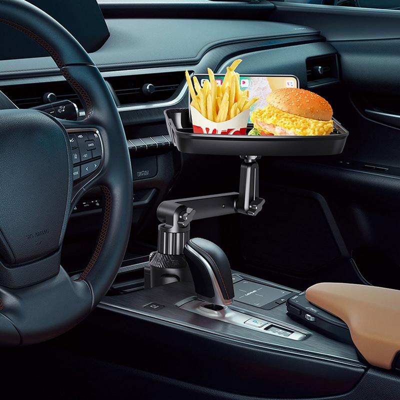 Car Cup Holder Tray Adjustable Car Tray Table Phone Slot Car Food Table Organized 360 Degree Rotation Drink Holder Auto