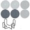 6Pcs Heat-resistant Woven Round  Coaster Set with Holder Tableware Mat Cup Coaster  Household