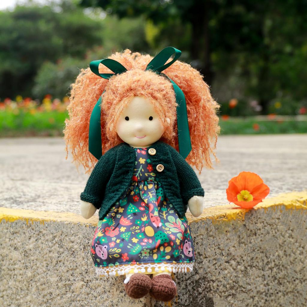BlissfulPixie Waldorf Doll - Handmade Hanne 12" Soft Girl Plush Toy, Perfect for Kids