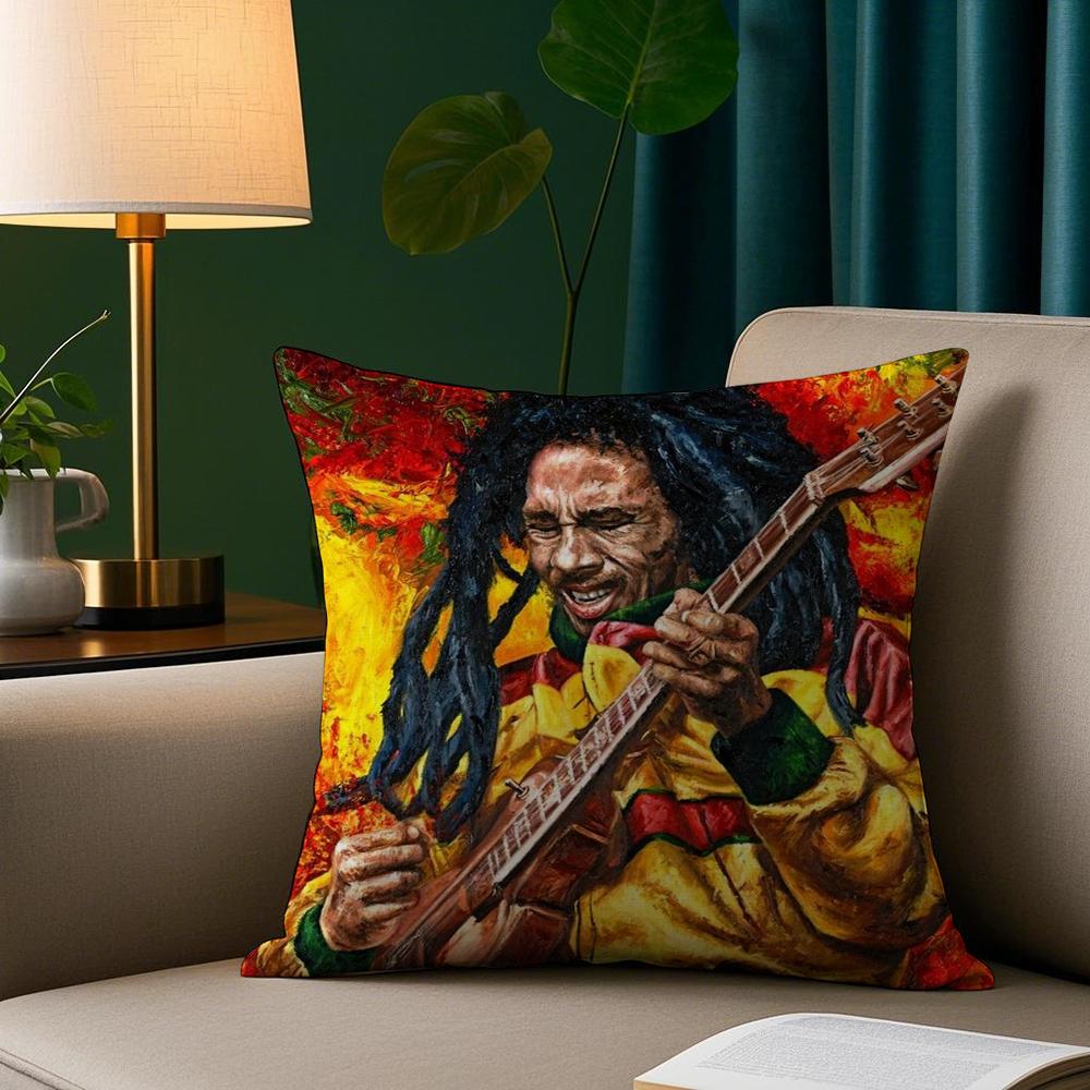 Reggae Rock Bob Marley Pillow Case Plush Fabric Soft Pillowcase Double Sided Print Sofa Cushion Cover Throw