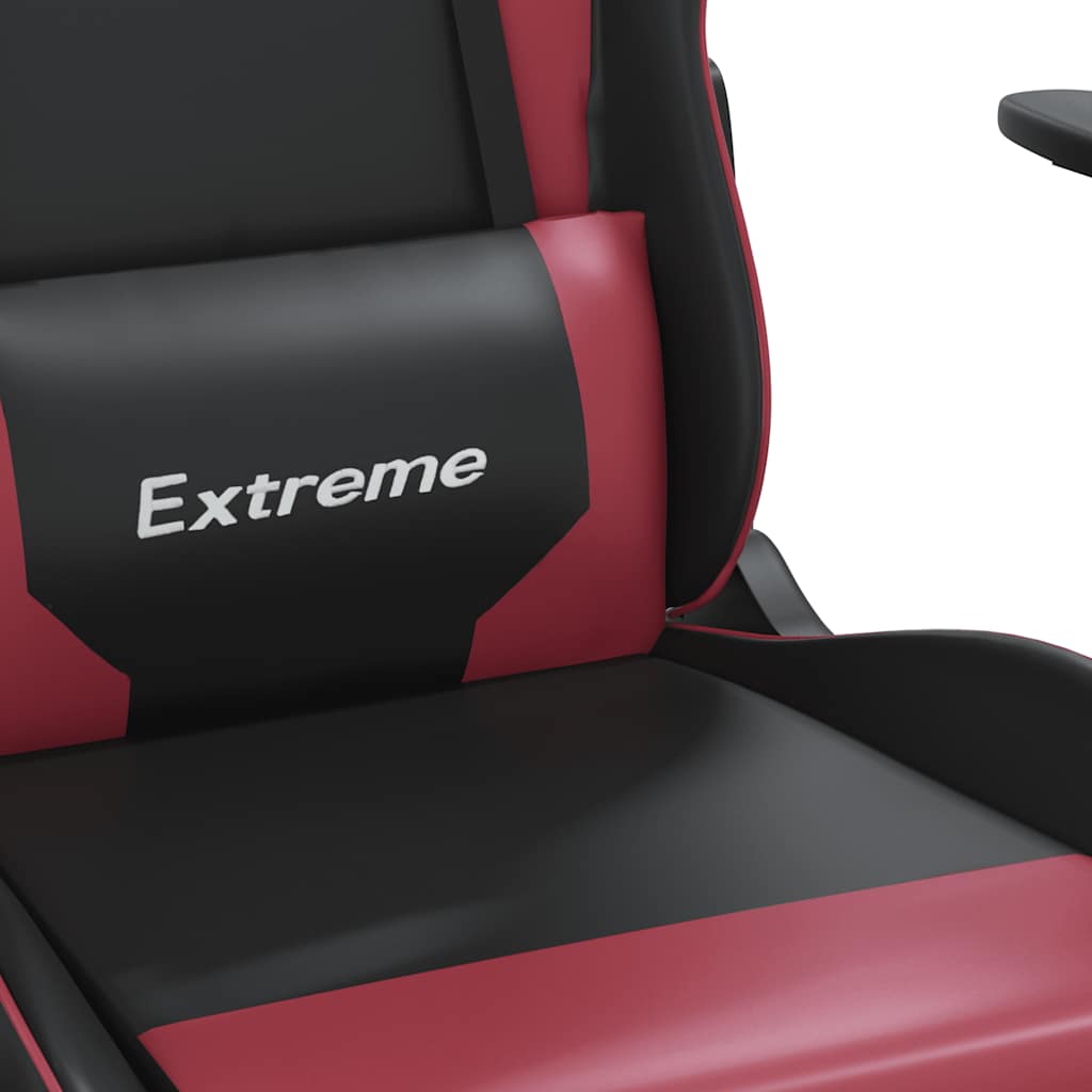 Gaming Chair with Massage Function Black and Burgundy Artificial Leather