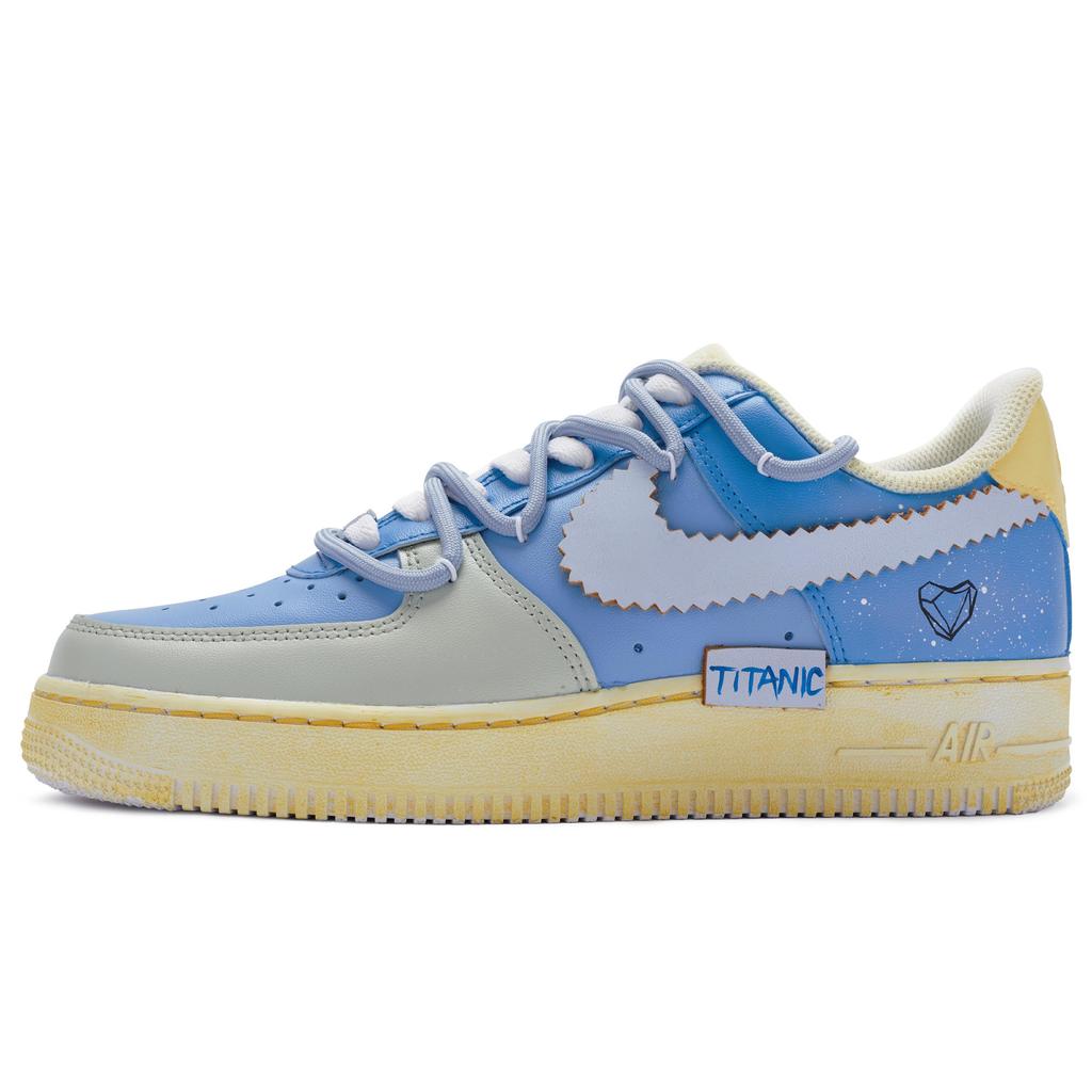 Nike Air Force 1 Low top Skateboard Shoes Men's Blue Yellow Gray CW2288-111(Team80-S-BOX)