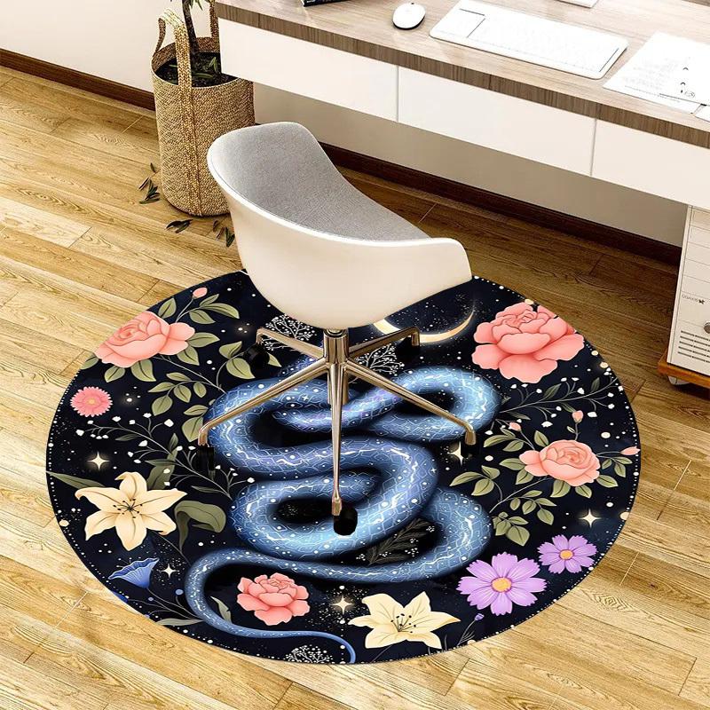 1 Stück Büro Teppich Stuhlmatten Verzauberter Blumenschlangen Nachthimmel Perfekt zum Dekorieren von Bürostühlen, Wohnzimmern oder Schlafzimmern