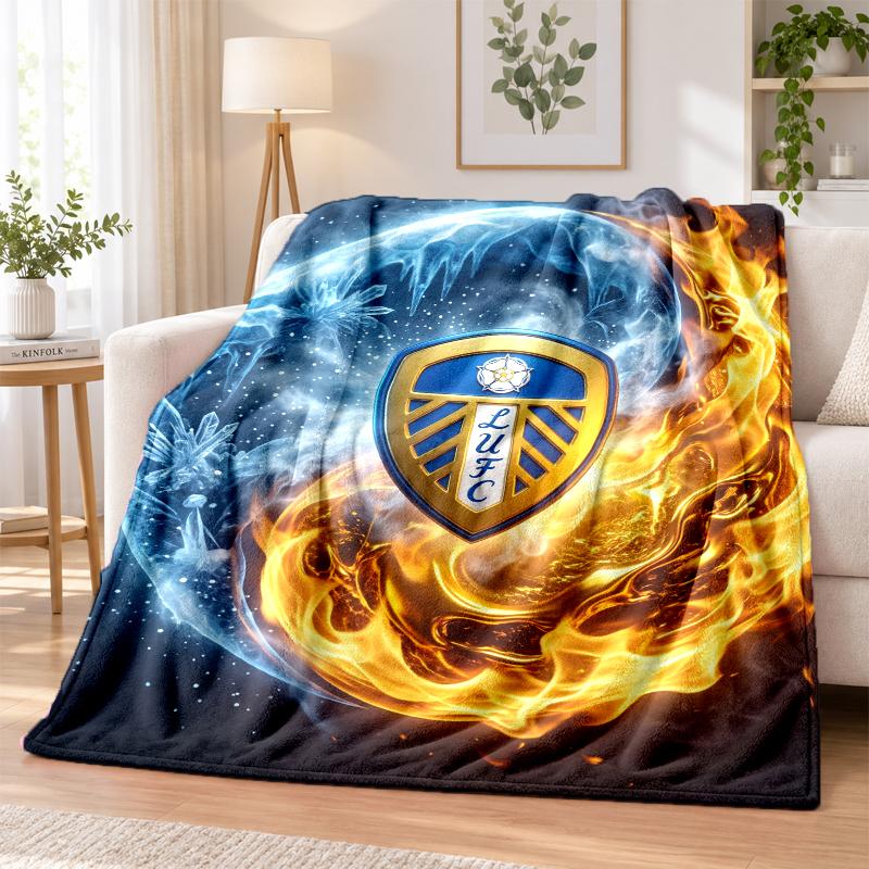 Leeds United Football Printed Flannel Blanket Warm Comfort Bed Throw For Indoor Home Decoration