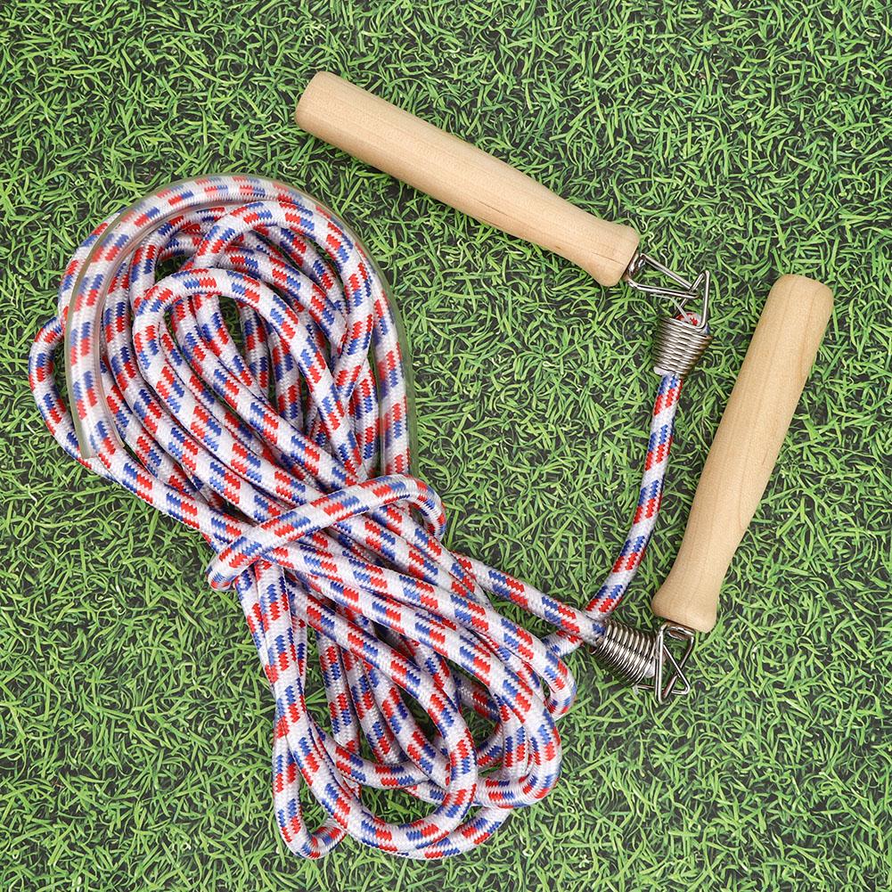 Baumwoll-Springseil mit Holzgriff Mehrspieler-Springseile für Schultraining Rot und