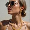 Pozlacená svatební sada náhrdelníku a náušnic 24K - Nový styl, květinový design pro ženy