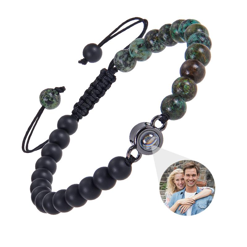 

Браслет з проекцією фото з натурального каменю Браслети Персоналізований браслет з проекцією фото Пам ять для пари Подарунок Template A&Stainless Steel