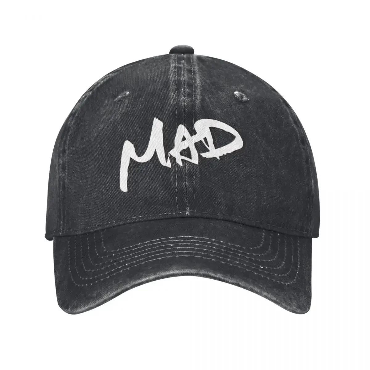 

White Initial Letter MAD Printing Retro Cowboy Washed Baseball Caps Women Denim Street Tide Hat Spring Peaked Cap Adjustable