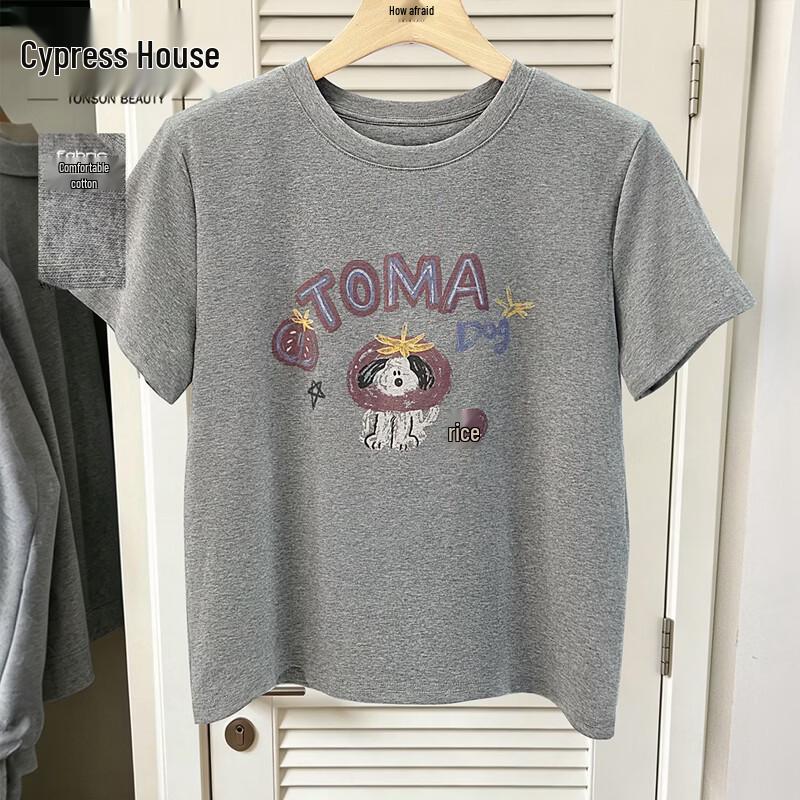 Women s Printed Round Neck Short Sleeve T-Shirt M
