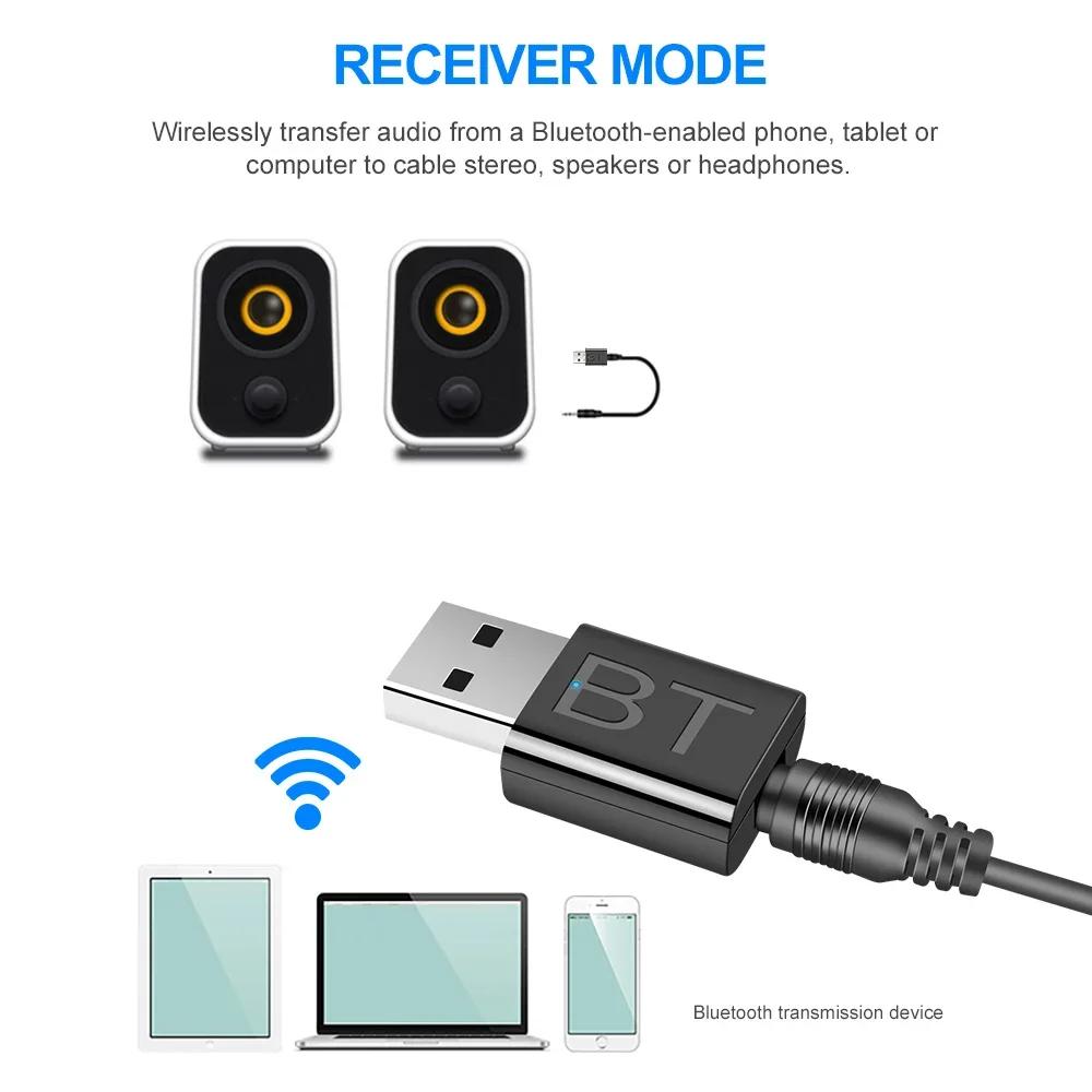 Bluetooth 5.0 Audio Receiver Wireless Bluetooth Adapter 3.5MM 3.5 Jack AUX Auto Stereo Music USB Dongle for TV Speaker Headphone