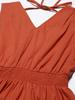 Moomaya Solid Cotton Sleeveless Dress, V-Neck Smocked Waist Tiered Midi