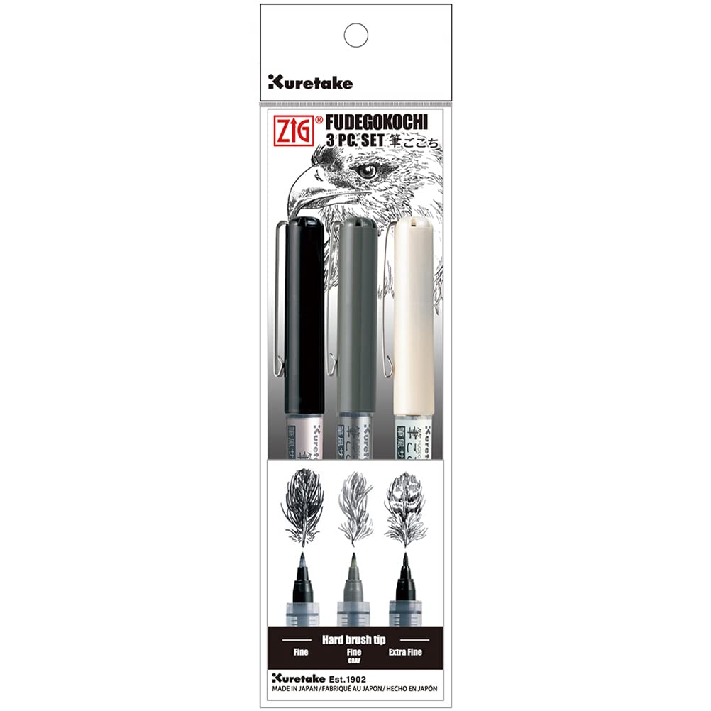 

Ручка Kuretake Fude Pen FUDEGOKOCHI Fude Comfort Набор из 3 шт. LS/3V