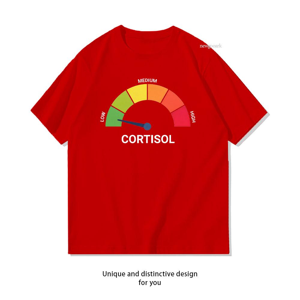 Low Cortisol Chill Nonchalant No Stress Hilarious Funny Meme Tshirt Women Unisex Casual Cotton Graphic T Shirts Adult Outdoors