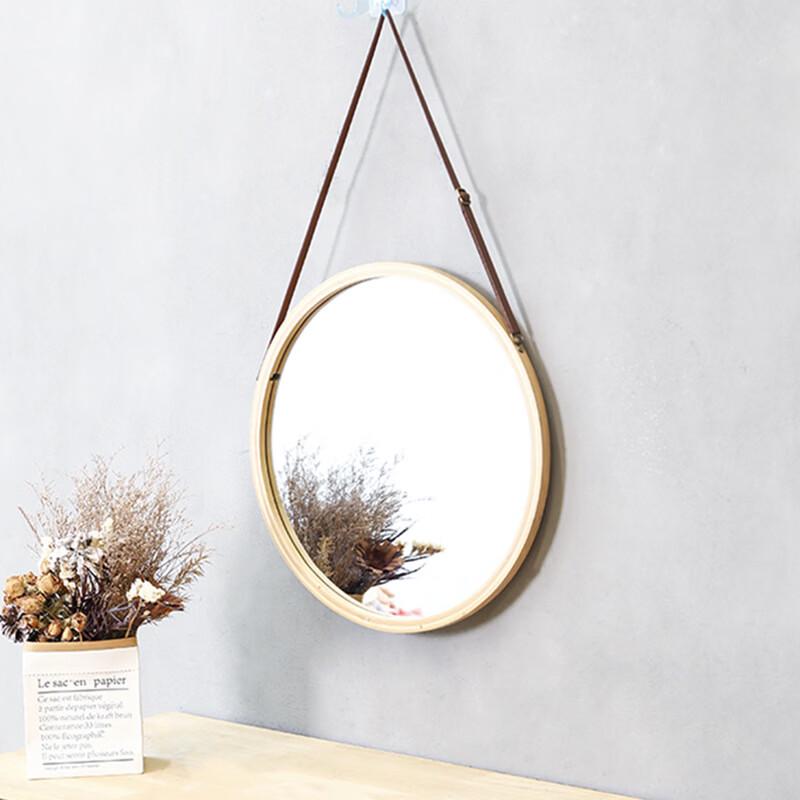 Yiceng Solid Wood Round Bathroom Wall Mirror