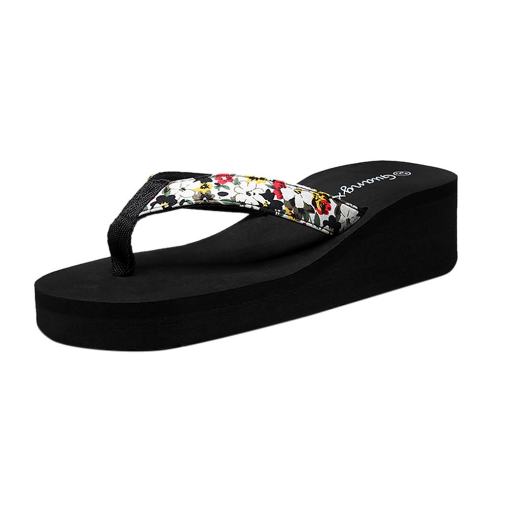 Women Ladies Fashion Summer Flowers Bohemian Slippers Beach Sandals Shoes