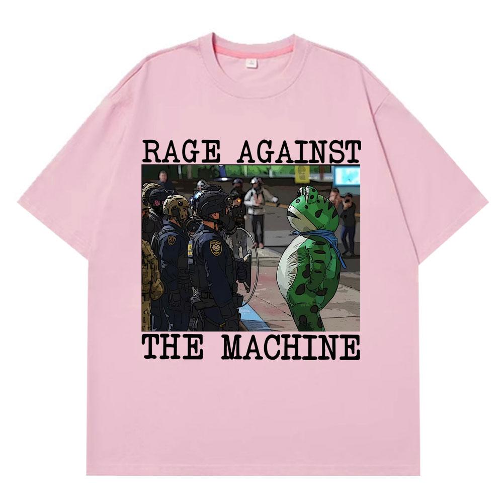 Portland Frog Protest Meme Frog Viral Meme Tshirt Mens Women 100 Cotton Hiphop Tshirts Shortsleeved Casual Loose Tshirts
