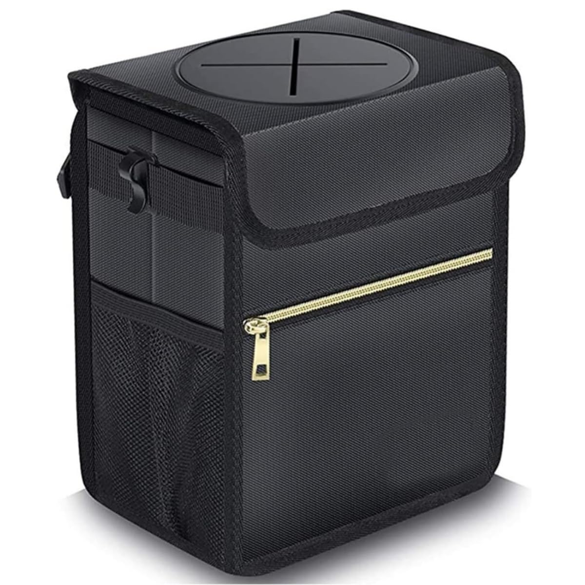 

Zukida Car Trash Car Storage Case with Large Easy Ideal for Front and Rear Car and Black Can, Lid, Waterproof, High-Density, Capacity, чёрный