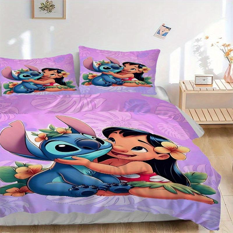 

3 шт. Комплект постельного белья с принтом Стич и Лило, Дышащий и Мягкий, Можно стирать в машине, Рождественский подарок, Подходит для украшения спальни, 100 135x200cm