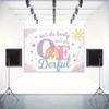 2D Flat Printing One-derful 1st Birthday Background Cloth, Pastel Rainbow Party Decor