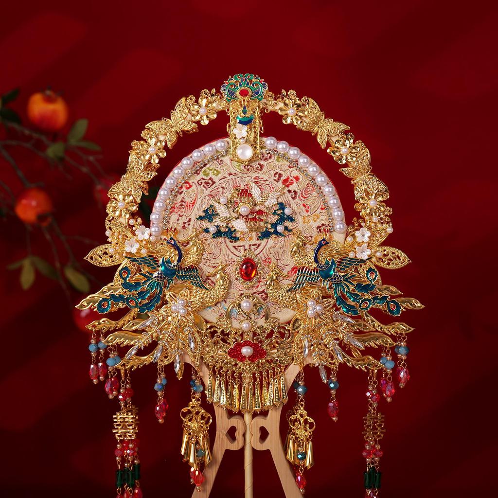 Qing Que Luxurious Chinese Embroidered Bridal Hand Fan DIY Kit with Gift Box Packaging