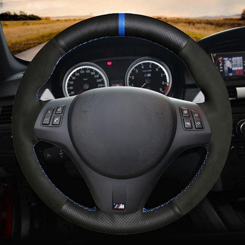 Ized Car Steering Wheel Cover Black Suede Steering Wheel Braid For BMW M Sport M3 E90 E91 E92 E93 E87 E81 E82 E88 X1 E84