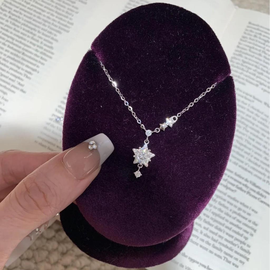 Nickel Silver Plated Gold Sparkling Star Necklace: Fashionable Luxury Meteor Shower Clavicle Chain for Women