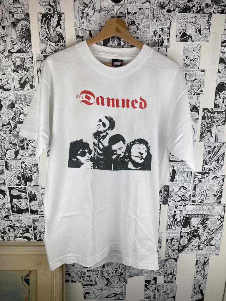 The Damned Band Vtg White T-shirt All Sizes QT7189