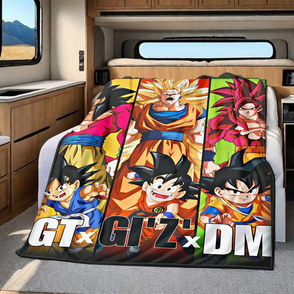 1pz Coperta in Flanella con Stampa Son Goku, Alta Qualità per Tutte le Stagioni, Decorazione per la Casa, Calore e Comfort, Perfetta per Regali di Natale