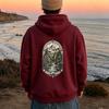 Mountain Bike Forest Mountain River Oval Frame Graphic Hoodie MTB Biking Nature Adventure Sweatshirt Cycling Outdoor Casual Tops