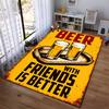 Beer Theme Carpet with Two Glasses and Friends Quote Design Suitable for Use As an Anti-slip for Living Room Bedroom Sofas