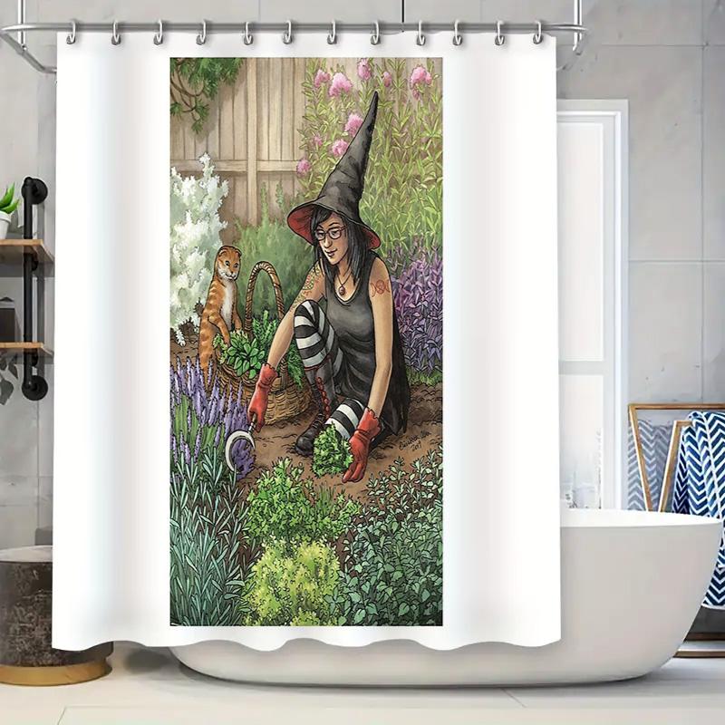 

Botanical Garden Shower Curtain Nature Flower Pattern Home Decor Vintage Floral Bathroom Curtains Farmhouse Wall Art W60H190(CM)-1 Pcs