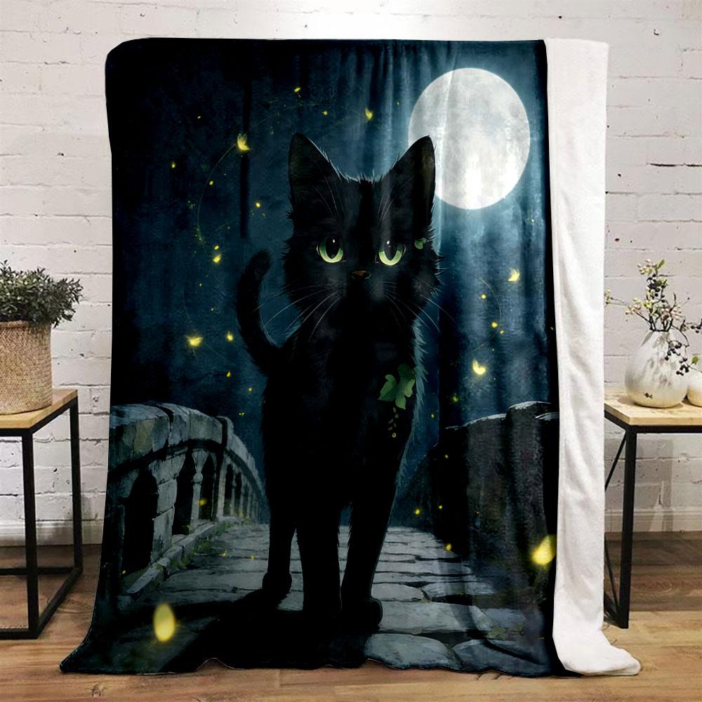 

6 Styles Black Cat Flowers Print Blanket Home Travel Camping for Adults and Kids Luxury Gifts Picnic Blanket Multiple Sizes 75x90cm