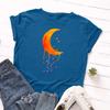 Orange Moon Print T Shirt Women Short Sleeve O Neck Loose Tshirt Summer Women Tee Shirt Tops Camisetas Mujer