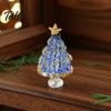 Handmade Glass Holiday Decor Mini Christmas Tree Figurine, Colored Glaze Tabletop Ornament Colorful Glazed Figurine with Star Top for Xmas Indoor Desk