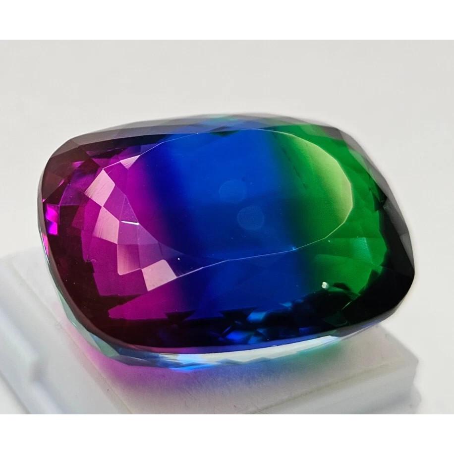 Stunning Natural Tourmaline Bi-Color 75+ Ct Cushion Cut Certified Gemstone