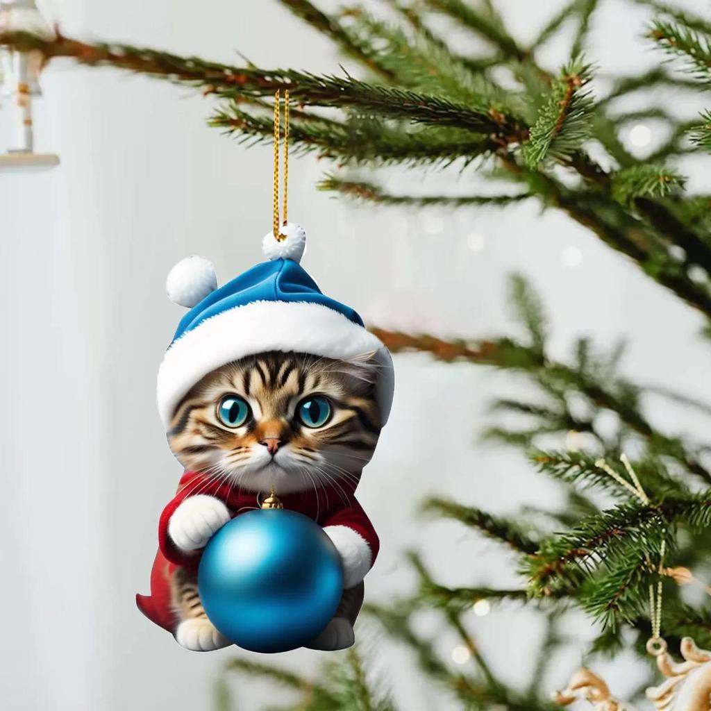 Cartoon süße Katze 2023 Weihnachtsschmuck hängende Dekoration Geschenk Weihnachten hängender Baum personalisierter Anhänger Partyzubehör