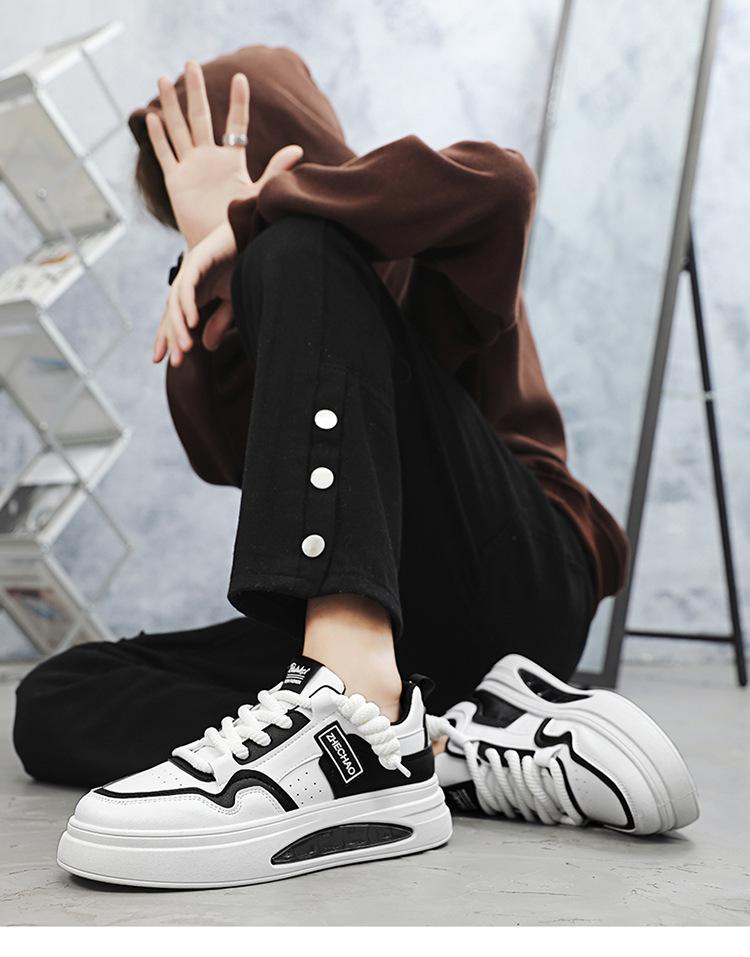 Men's shoes summer breathable niche design sense versatile casual board shoes junior high school sports waterproof heightening small white tide shoes